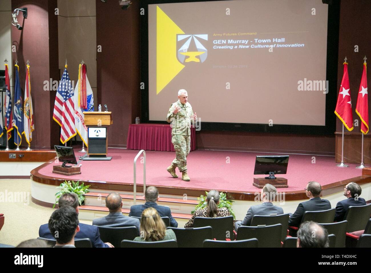 Gen John M Murray U S Army Futures Command Commanding General Speaks At A Town Hall For The