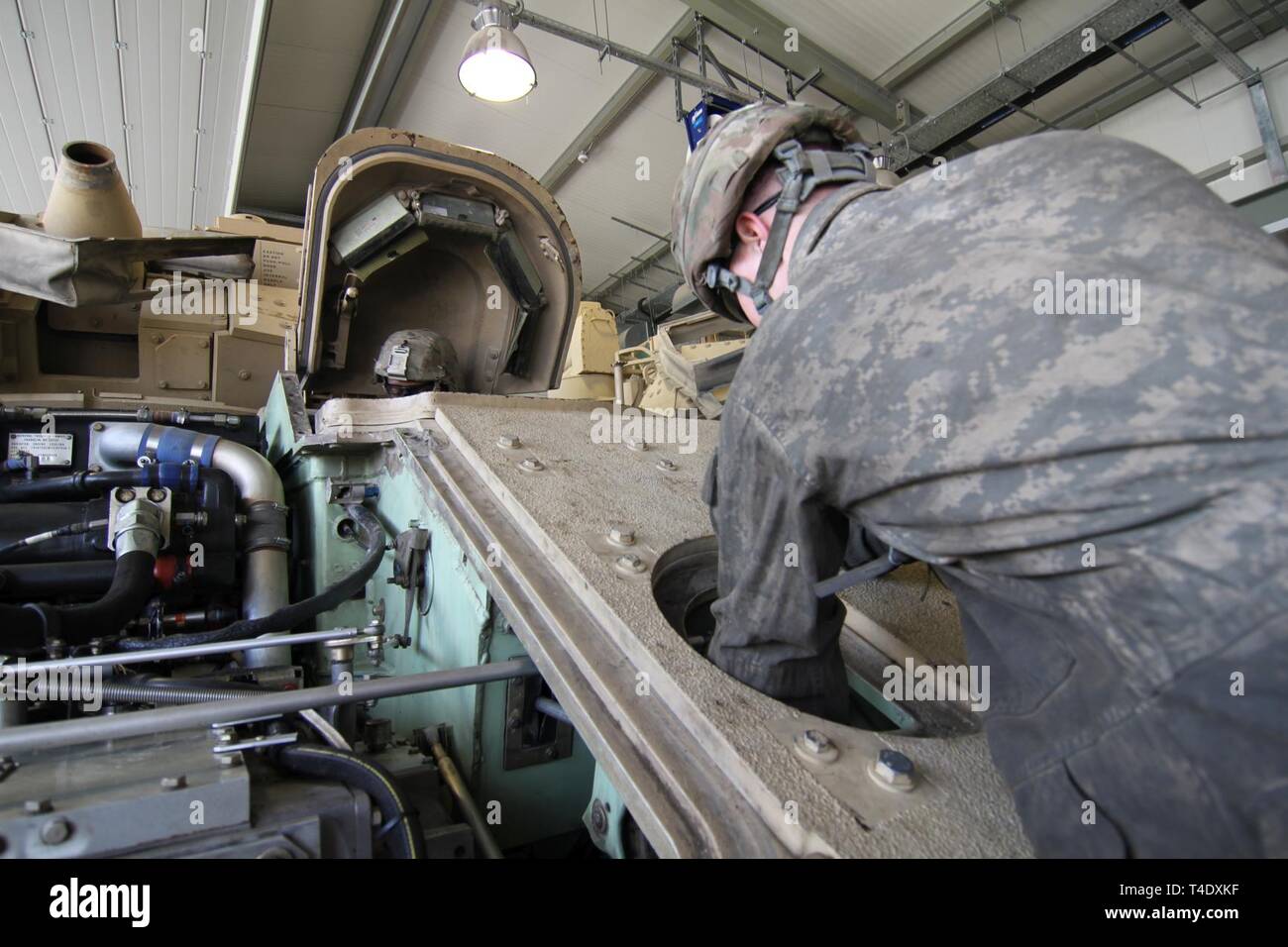 Pfc. Michael Cox, a Bradley Vehicle Mechanic from Langley, Oklahoma ...