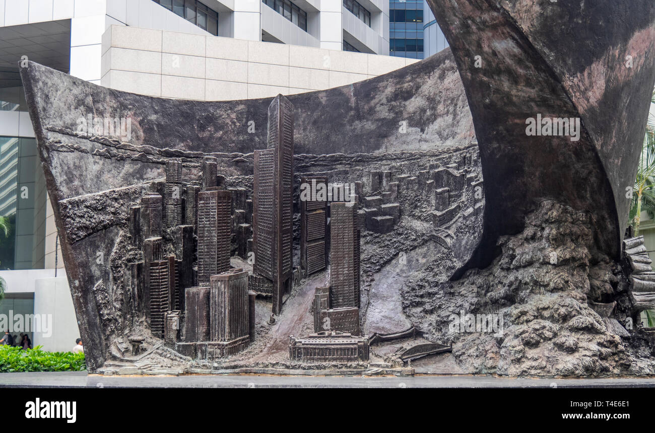 "Progress & Advancement" bronze sculpture by YangYing Feng public artwork displayed in downtown