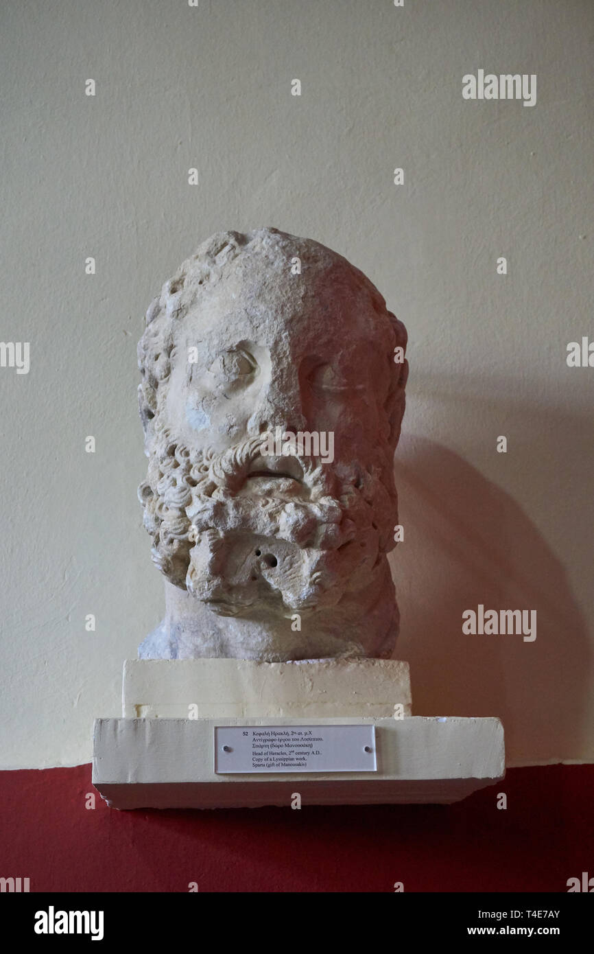 Sparta Science Object Interior view of the Archaeological Museum of Sparta. It houses ...