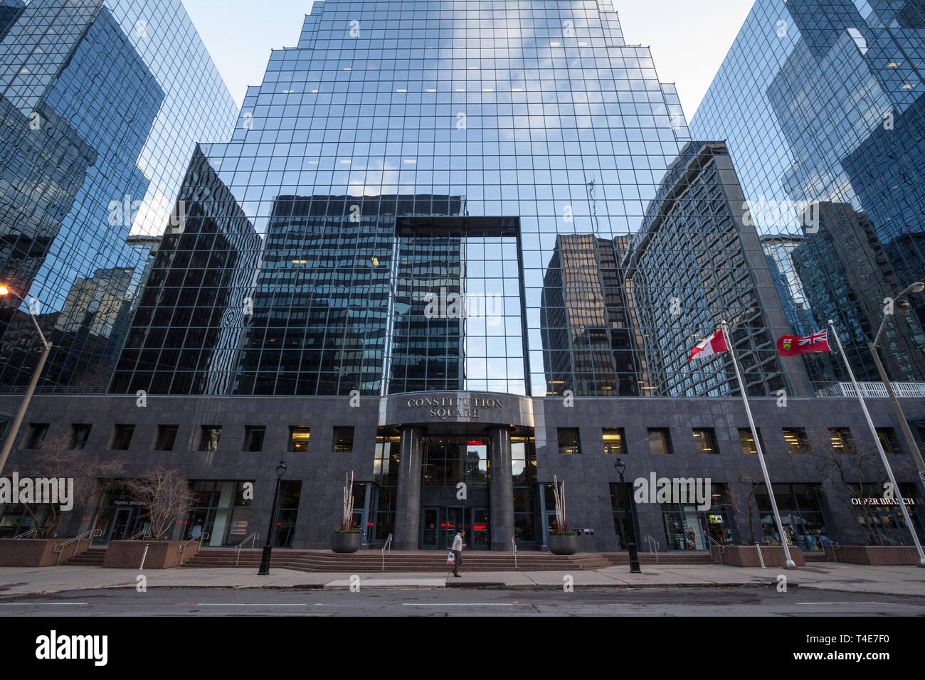 OTTAWA, CANADA - NOVEMBER 10, 2018: Constitution Square entrance in the CBD near buildings of the Ottawa skyline, towers and skyscrapers for Office sp Stock Photo