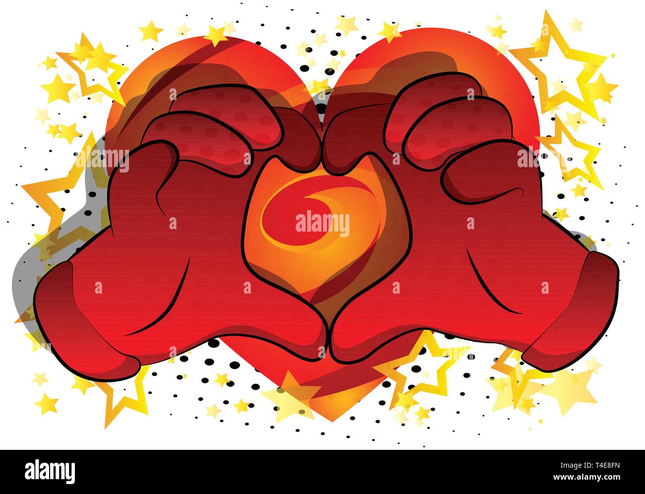 Vector cartoon hands showing heart shape hand gesture. Illustrated hand ...
