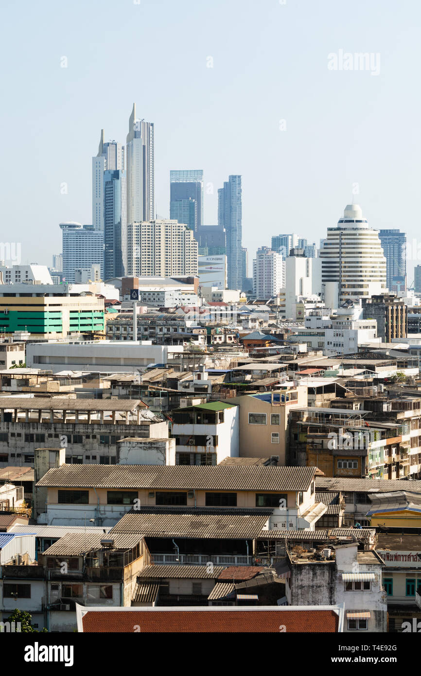 Panoramic city skyline of Bangkok, Thailand. Vertical orientation. Stock Photo