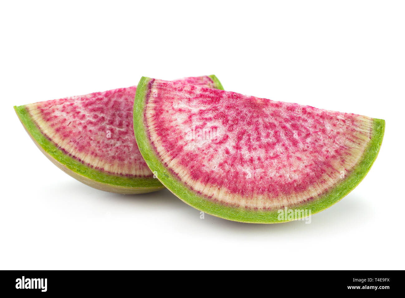 Watermelon radish closeup isolated on white background Stock Photo