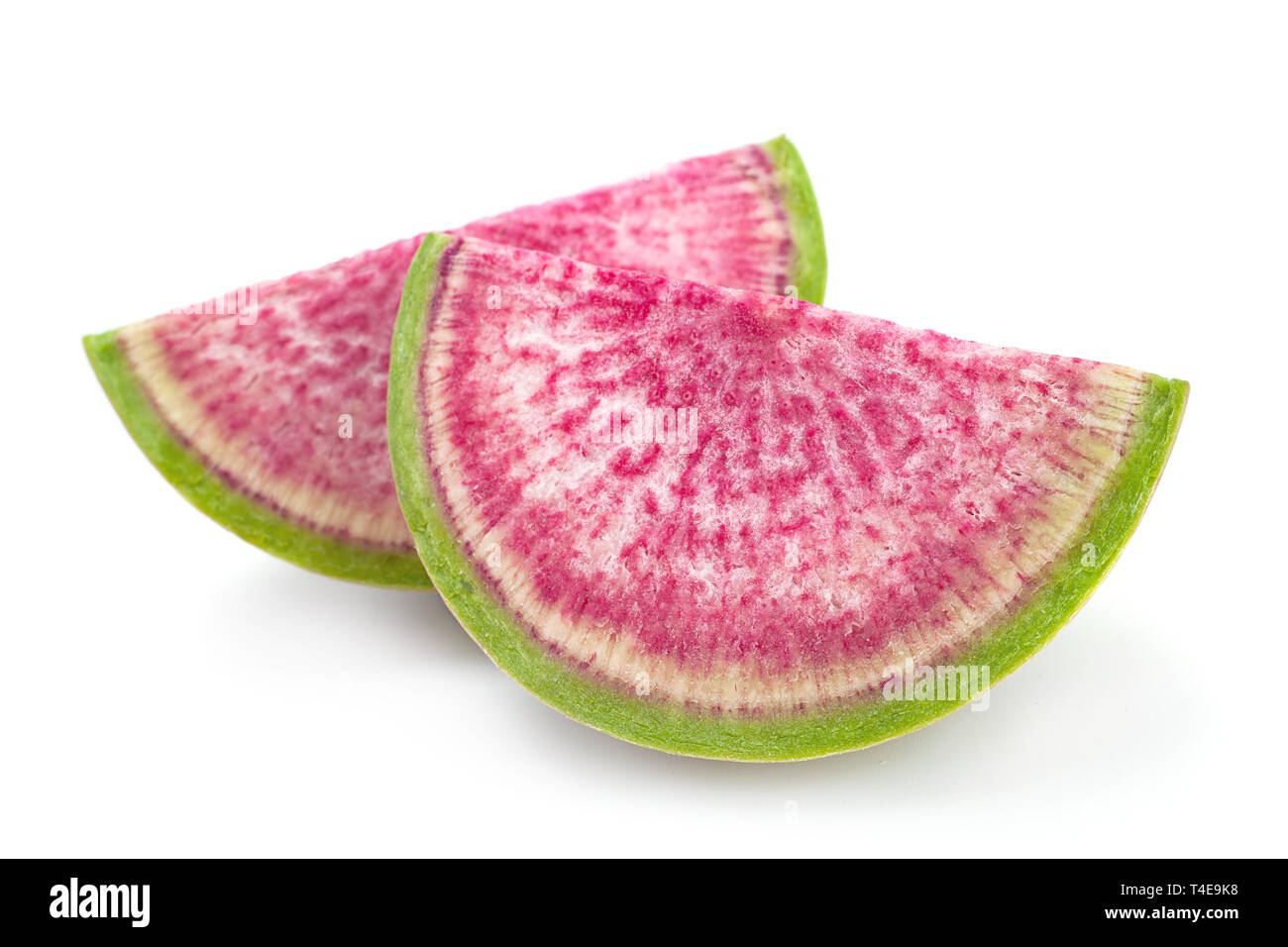 Watermelon radish closeup isolated on white background Stock Photo