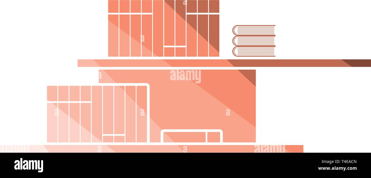 Wall Bookshelf Icon Flat Color Design Vector Illustration Stock
