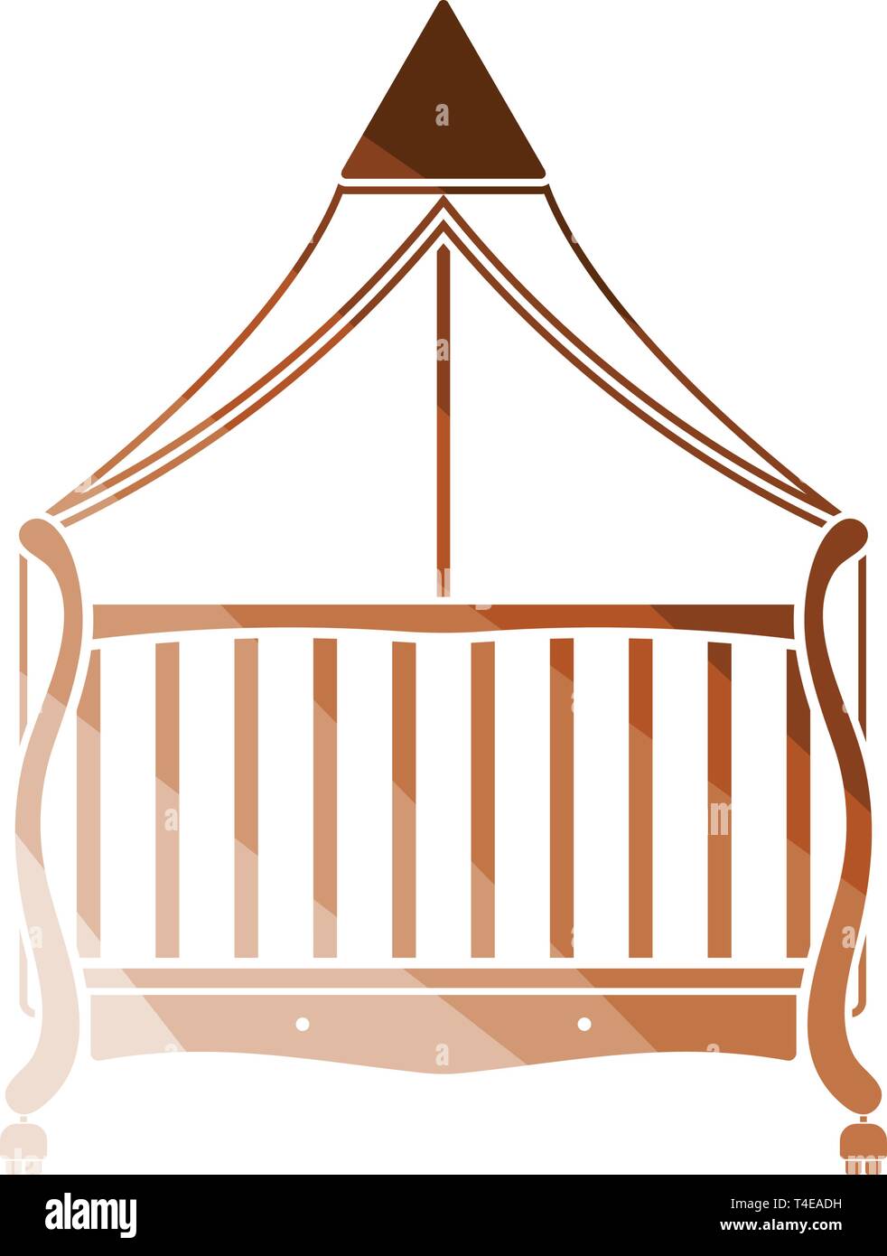 Crib with canopy icon. Flat color design. Vector illustration. Stock Vector