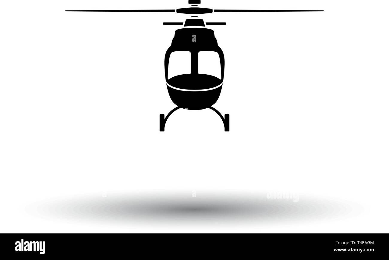 Helicopter icon front view. Black on White Background With Shadow ...