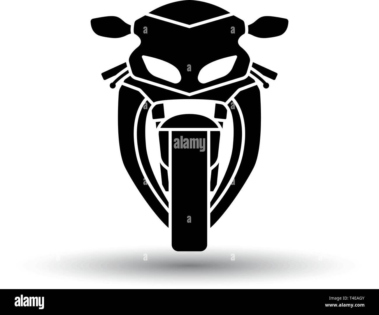 Motorcycle Icon Front View Black On White Background With Shadow