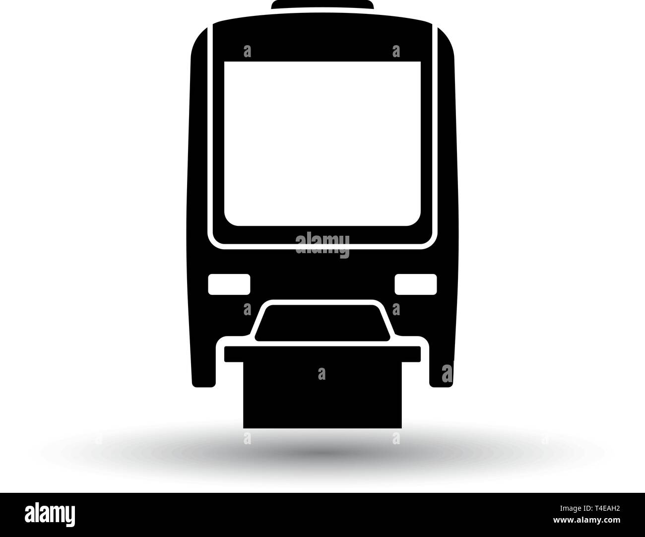 Monorail  icon front view. Black on White Background With Shadow. Vector Illustration. Stock Vector