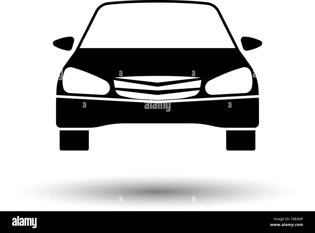 Sedan car icon front view. Black on White Background With Shadow ...