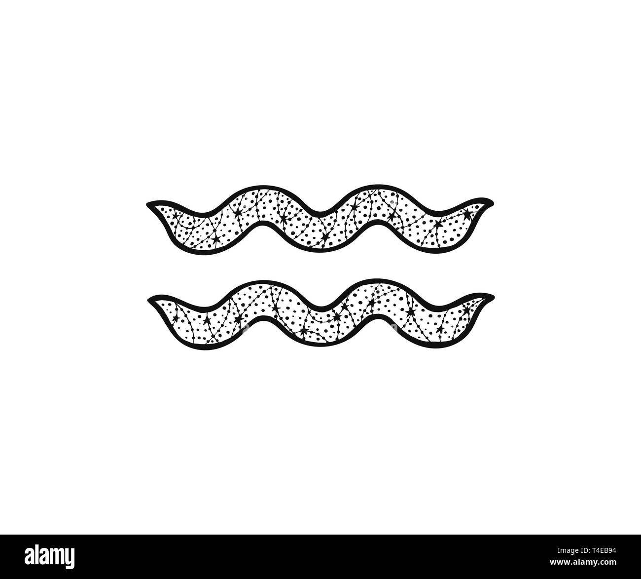 Aquarius zodiac sign. Astrological Aquarian horoscope. Vector illustration. Tangle pattern. Coloring book Stock Vector