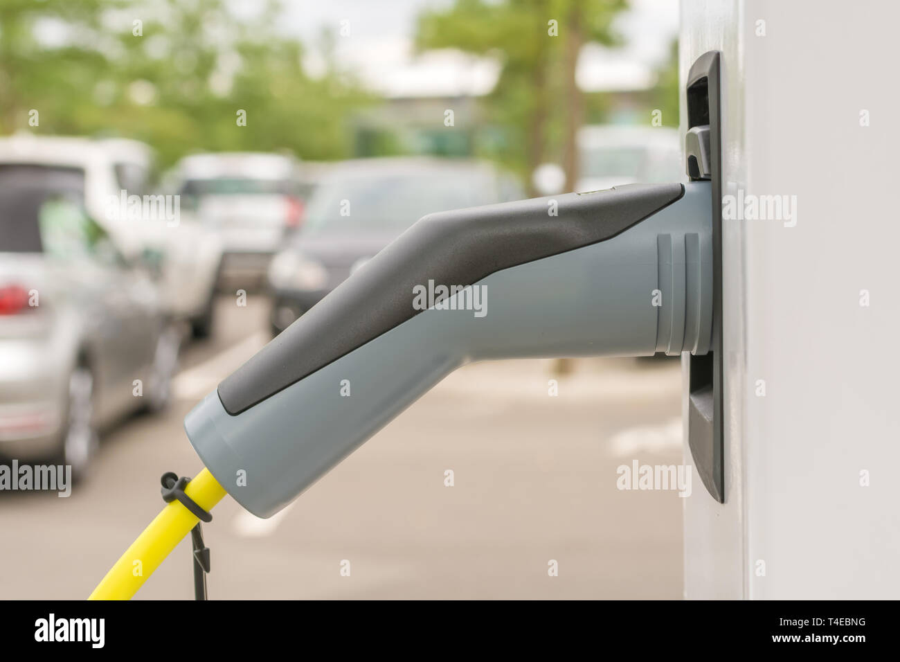 Charging station with a charging coupling type 2 as plug for electric cars Stock Photo