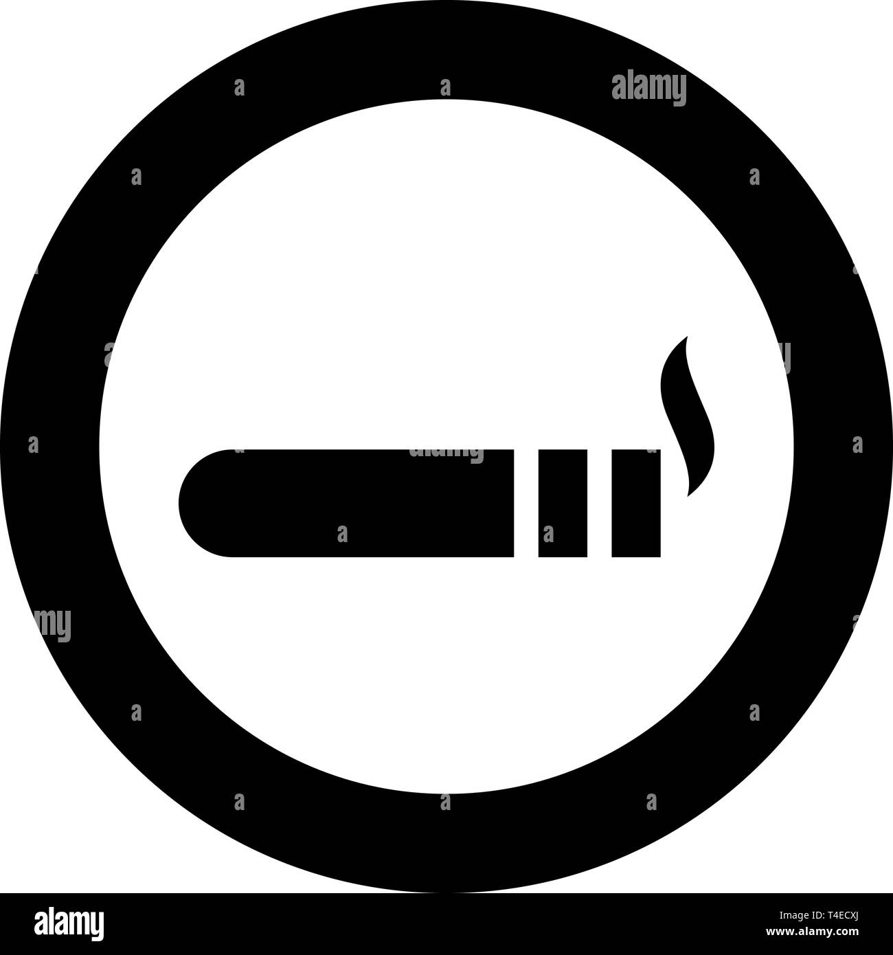 Cigar with smoke Luxury Havana cigar Smoking cigar concept icon in circle round black color vector illustration flat style simple image Stock Vector