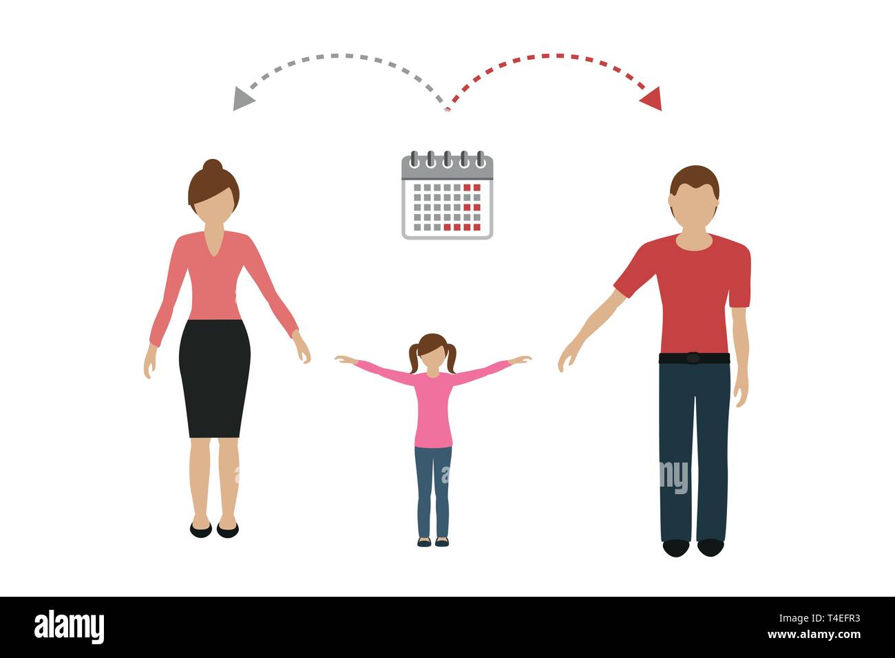 patchwork family time management concept child care divorced parents vector illustration EPS10 Stock Vector