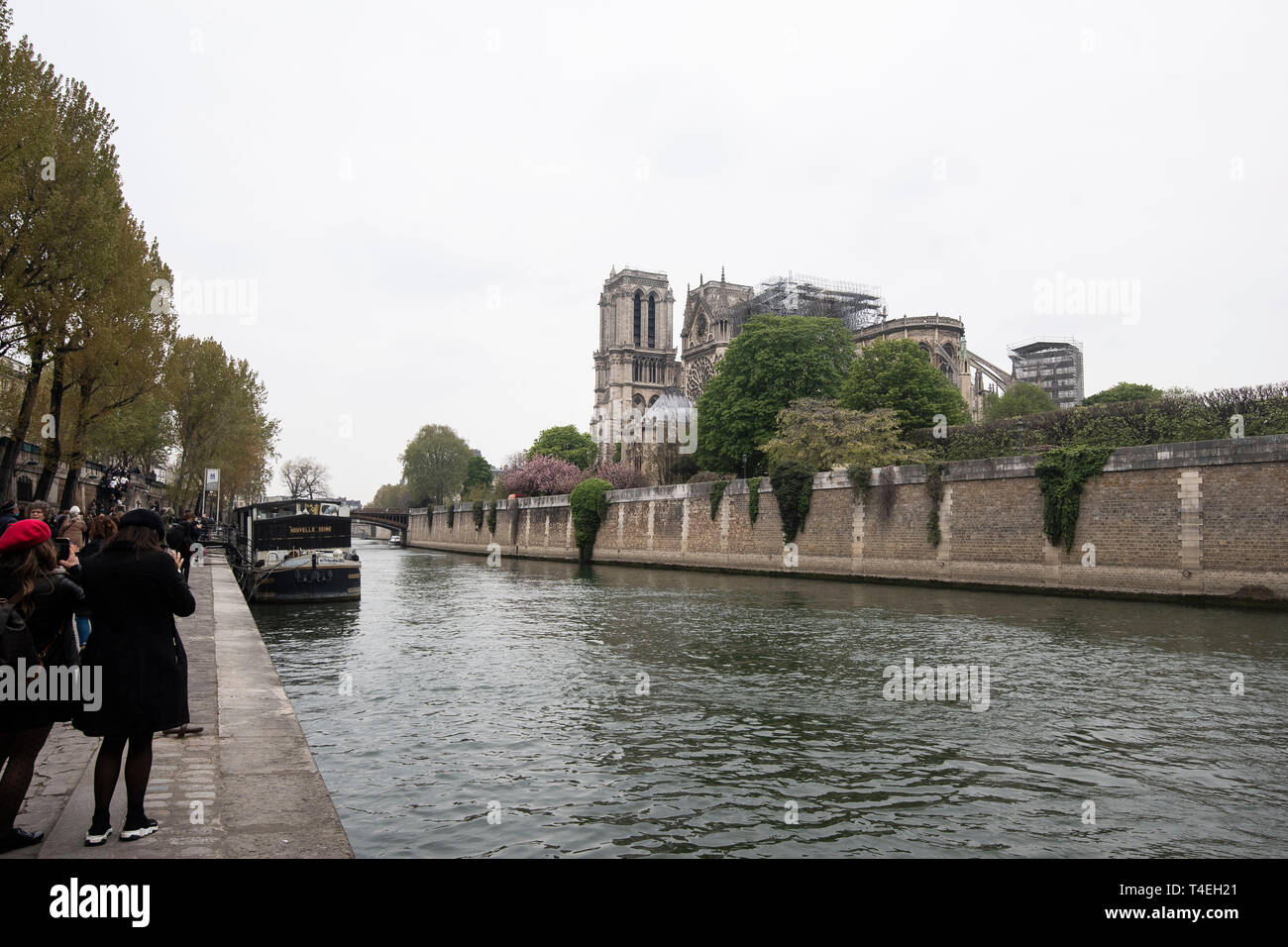 The Notre Dame Cathedral in Paris following a fire which destroyed much of the building on Monday evening. Stock Photo