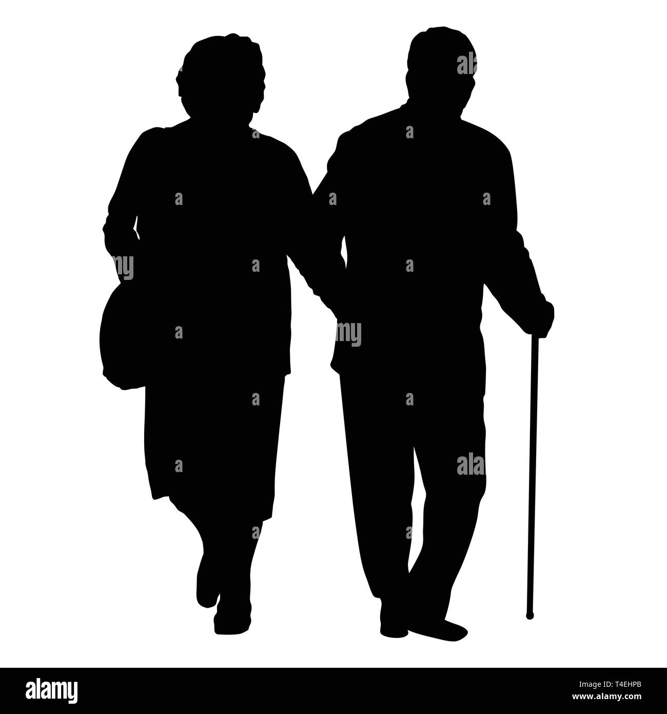 Senior couple silhouette on a white background, vector illustration ...