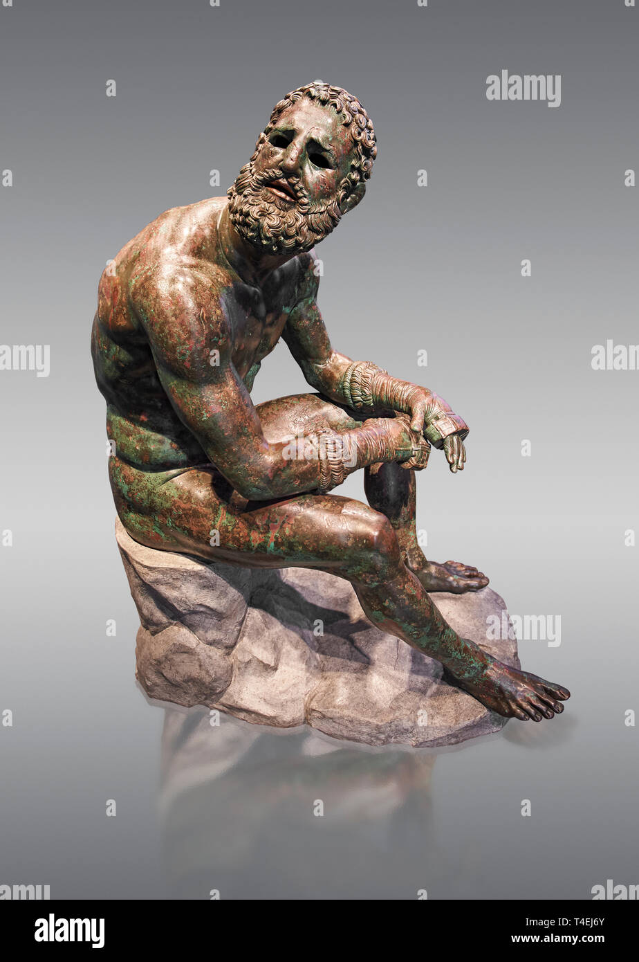 Rare original Greek bronze statue of an Athlete after a boxing match, a