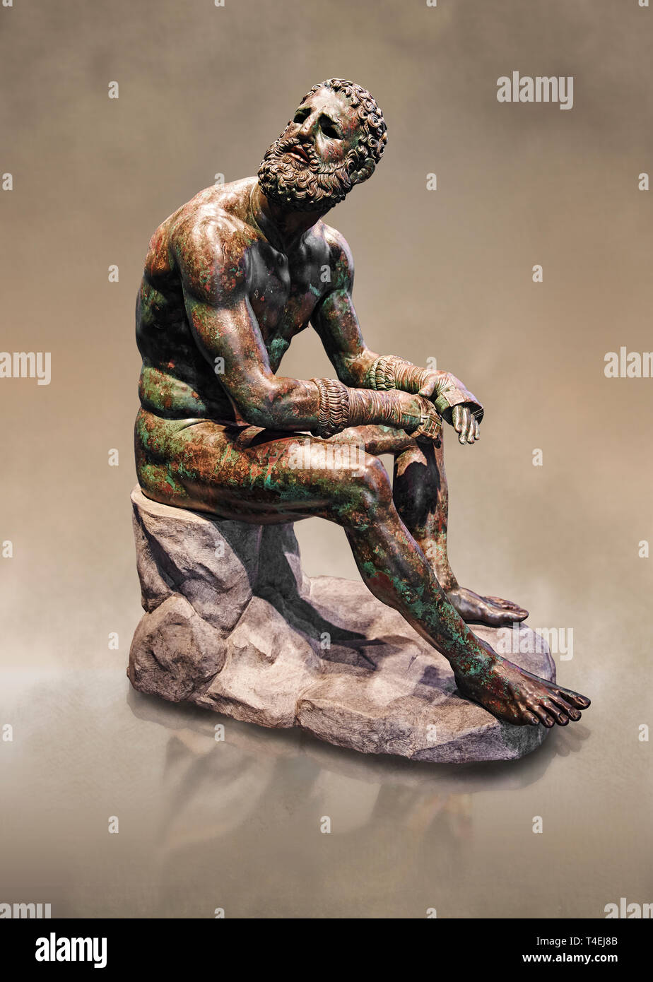 Rare original Greek bronze statue of an Athlete after a boxing match, a