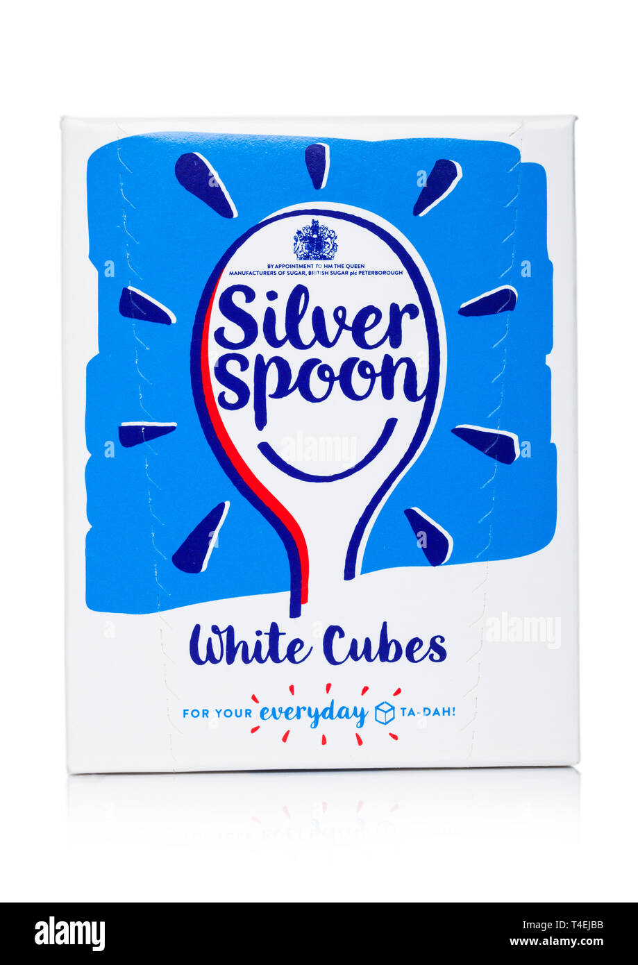 LONDON, UK APRIL 15, 2019 Box of Silver Spoon white cubes granulated