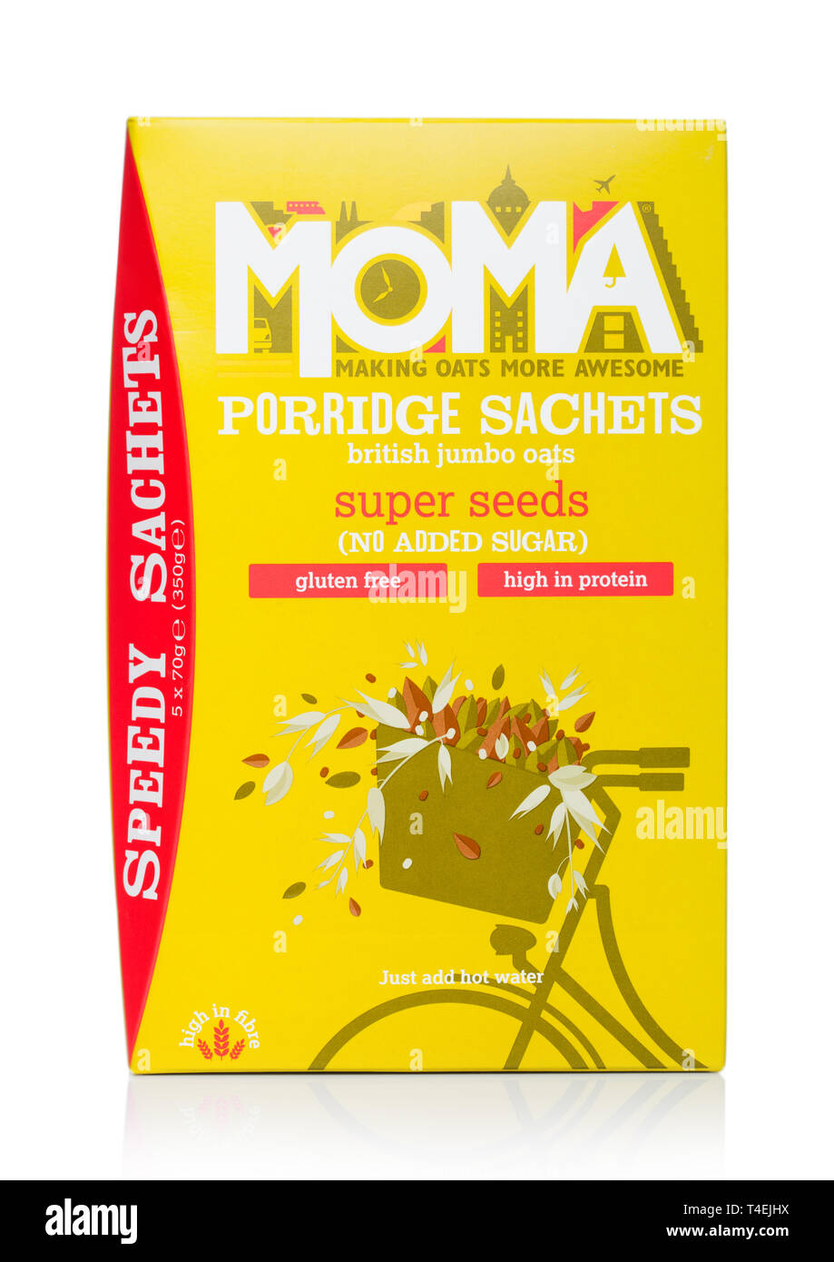 LONDON, UK - APRIL 15, 2019: Box of Moma Porridge with no added and gluten free white background Stock Photo - Alamy