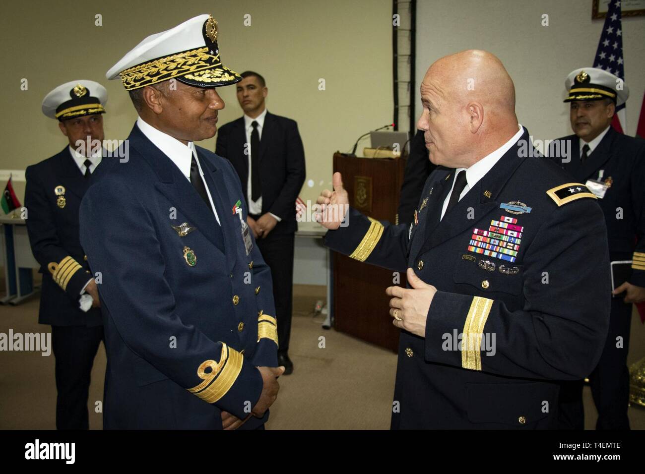 U S Army Maj Gen Roger Cloutier The U S Army Africa Commanding General Meets Moroccan Rear Adm