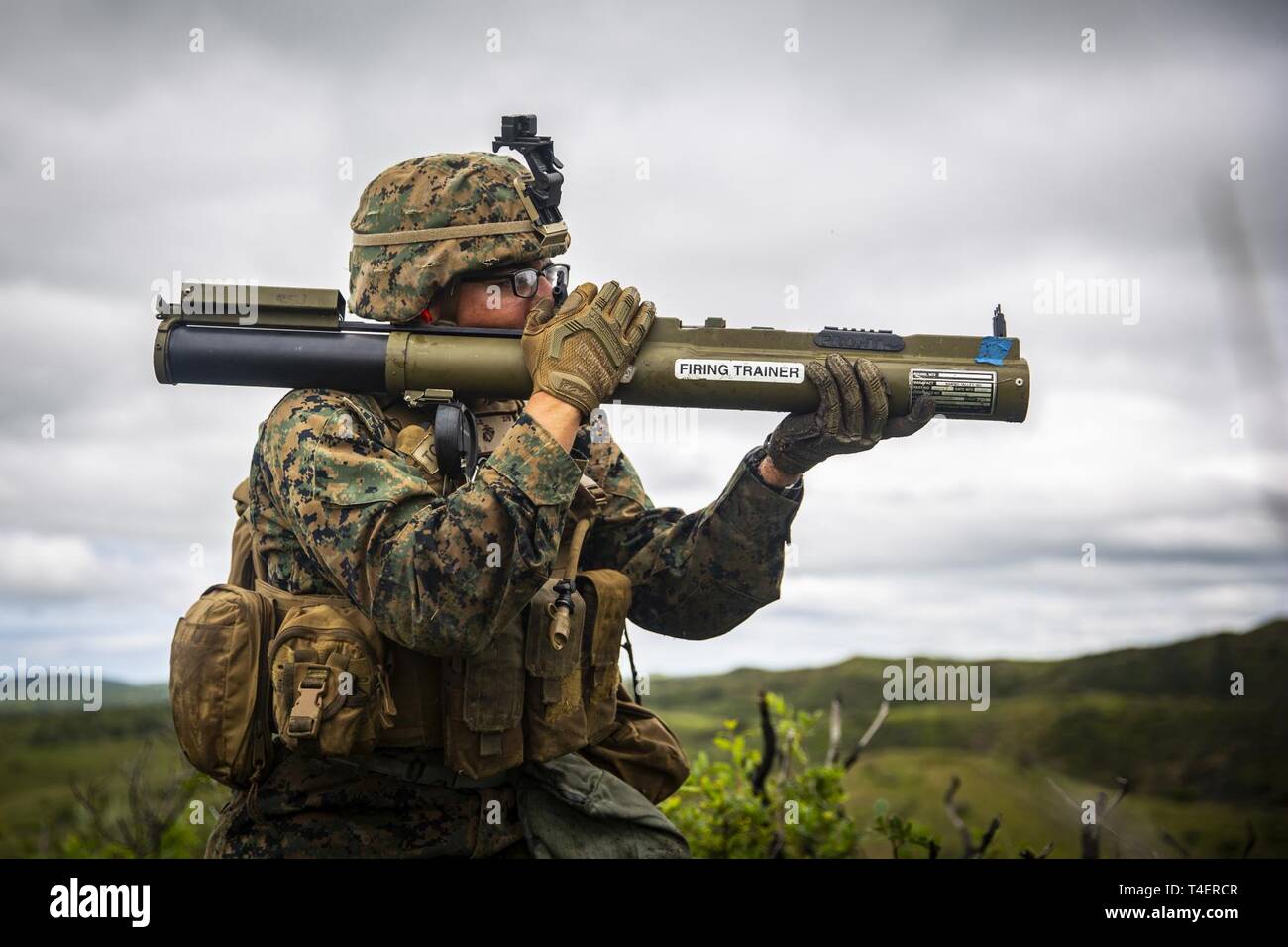 U.s. Marine Corps Pfc. Christopher Perez, A Rifleman With Golf Company, 2Nd Battalion, 5Th Marine Regiment, 1St Marine Division, Prepares To Fire An M72 Light Anti-Tank Weapon During A Fire-And-Maneuver Drill At