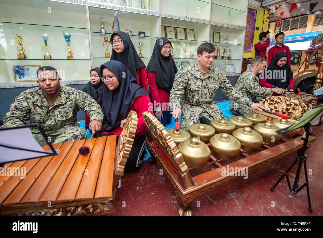 KUCHING, Malaysia (April 4, 2019) - SMK Semerah Padi students show 