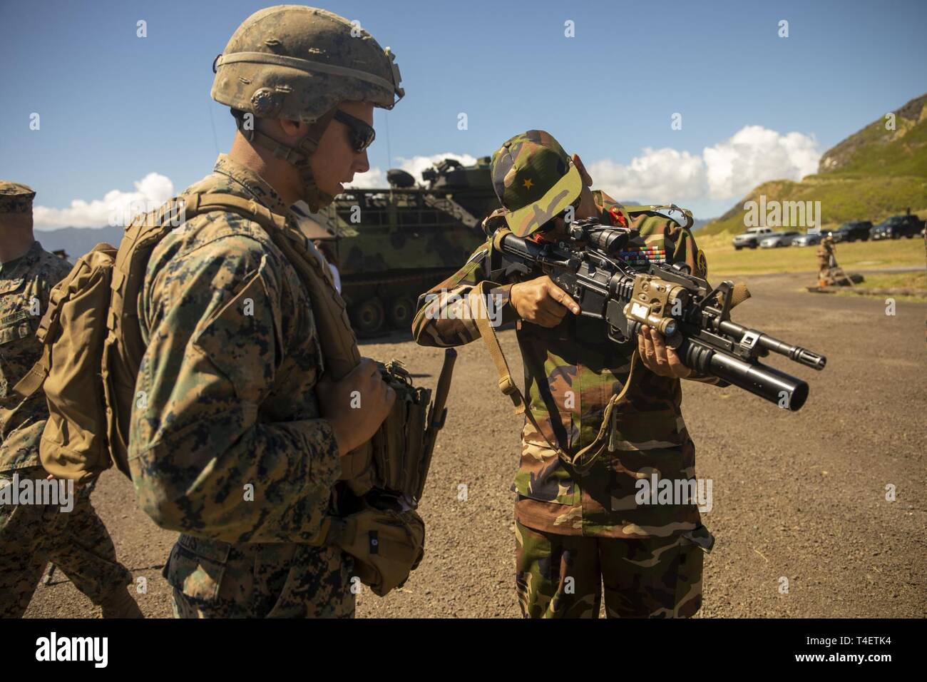 A U S Marine With 3d Marine Regiment Showcases A M4 Service Rifle