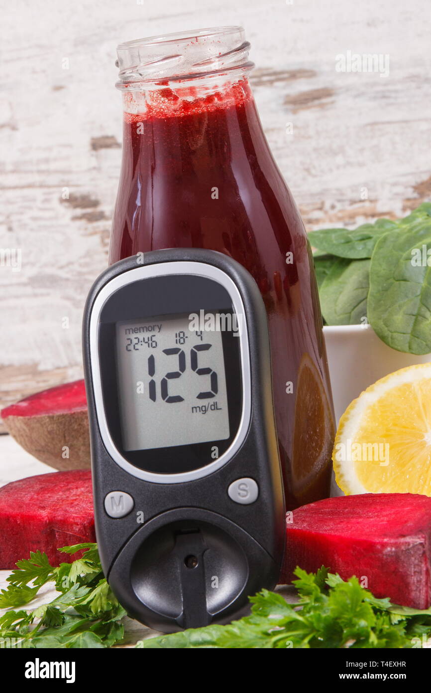 for checking sugar level and fresh prepared beetroot juice