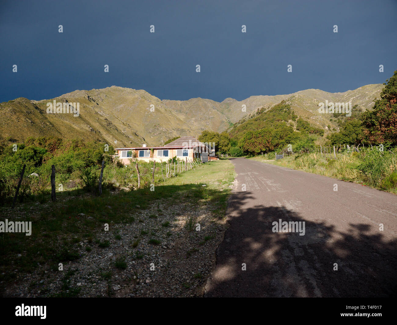 Villa de Merlo, San Luis, Argentina - 2019: The view alongside a rural road near the city center. Stock Photo