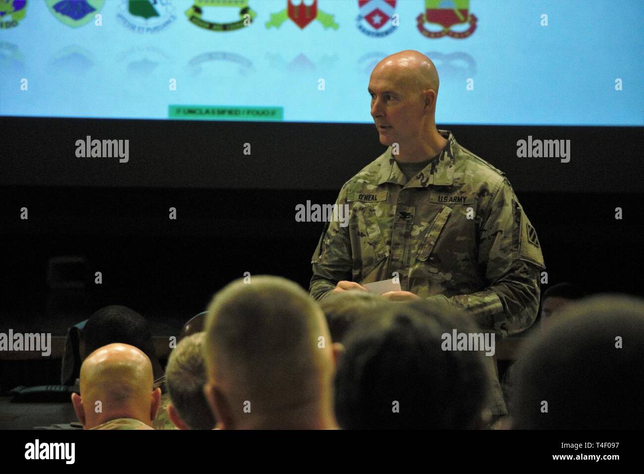 Col. Patrick S. O'neal, Commander Of The 2Nd Armored Brigade Combat Team,  3Rd Infantry Division, Speaks With His Senior Non-Commissioned Officers  From Spartan Brigade At Fort Stewart, Ga., April 2. Col. O'neal