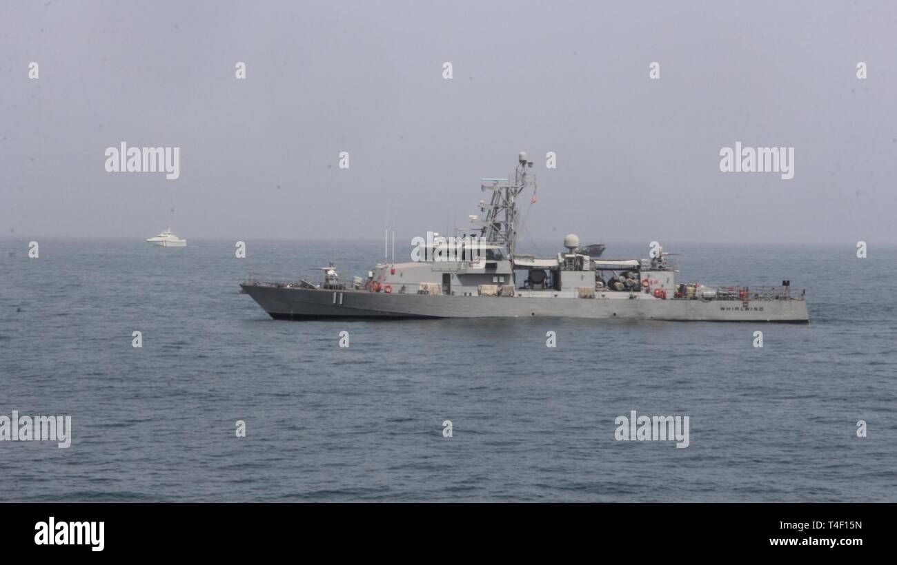 ARABIAN GULF (April 3, 2019) Coastal patrol ship USS Whirlwind (PC 11