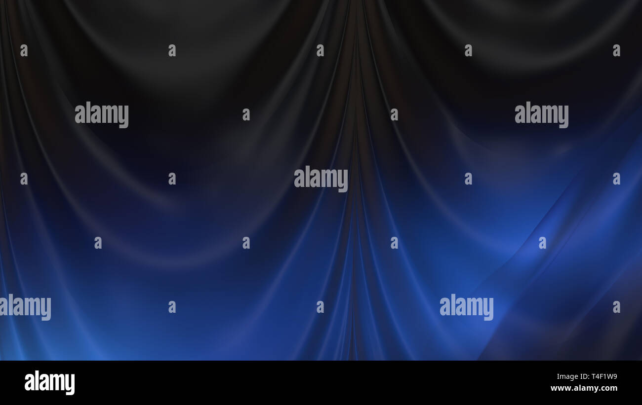 Abstract Black And Blue Silk Drapes Background Stock Photo