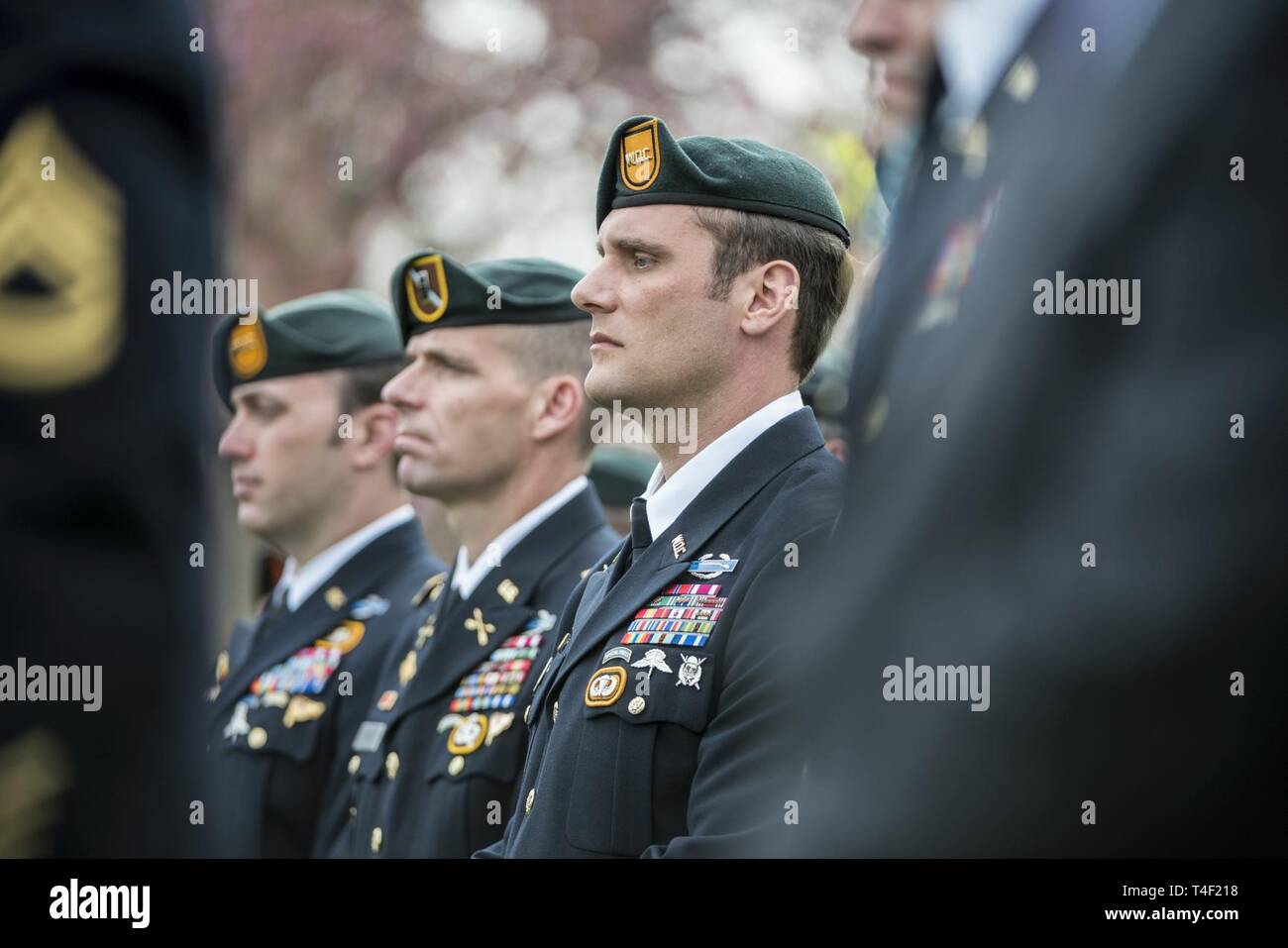 Soldiers from the 3d U.S. Infantry Regiment (The Old Guard); The U.S. Army  Band, “Pershing's Own”, and The 3d U.S. Infantry Regiment (The Old Guard)  Caisson Platoon, conduct military funeral honors with