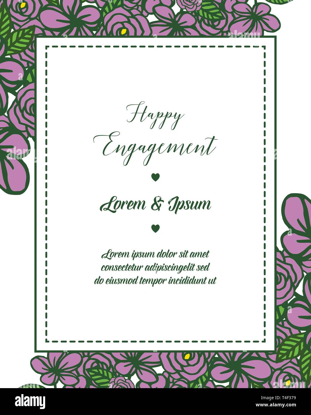 Vector illustration purple floral frame elegant for invitation of happy ...