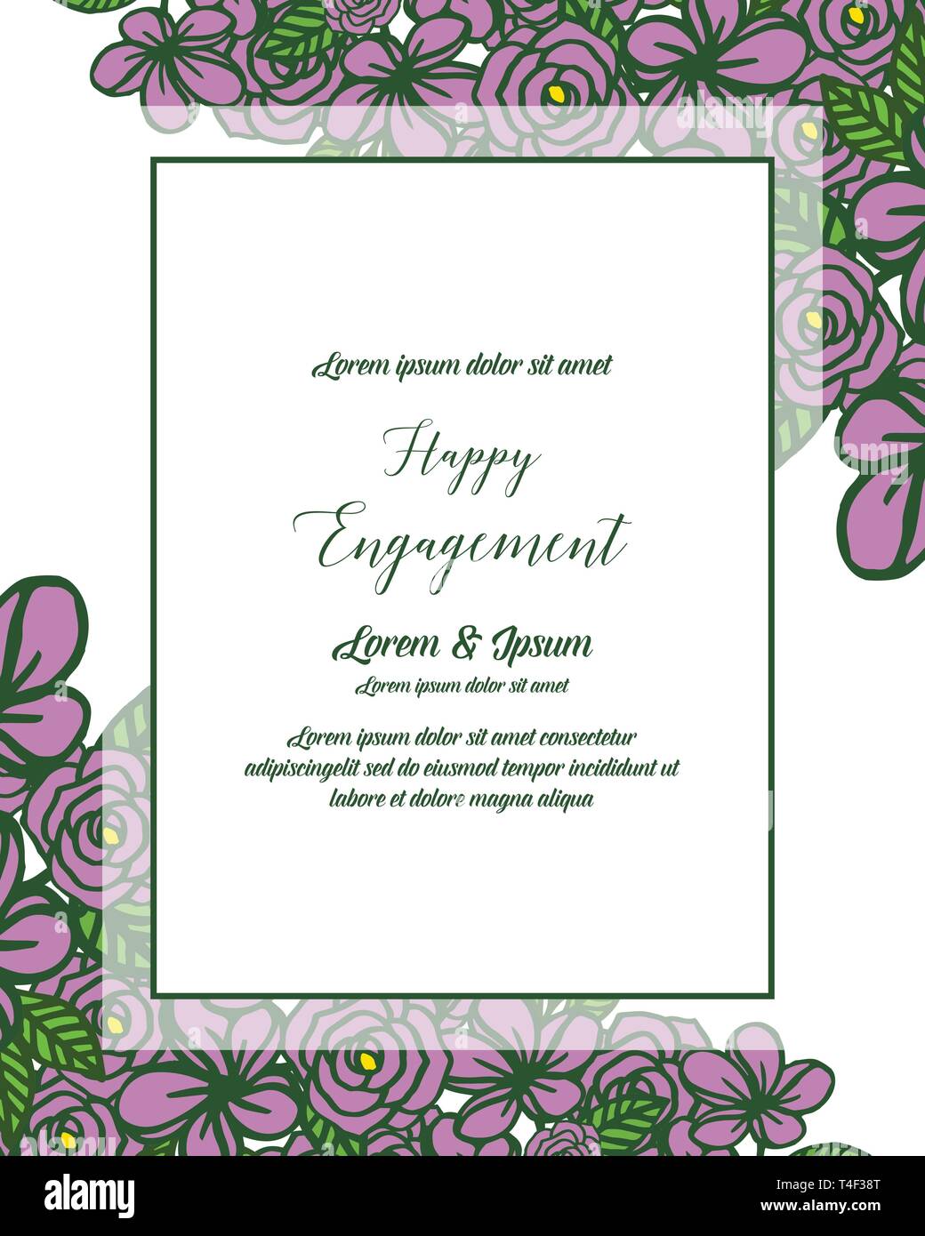 Vector illustration purple floral frame elegant for invitation of happy ...