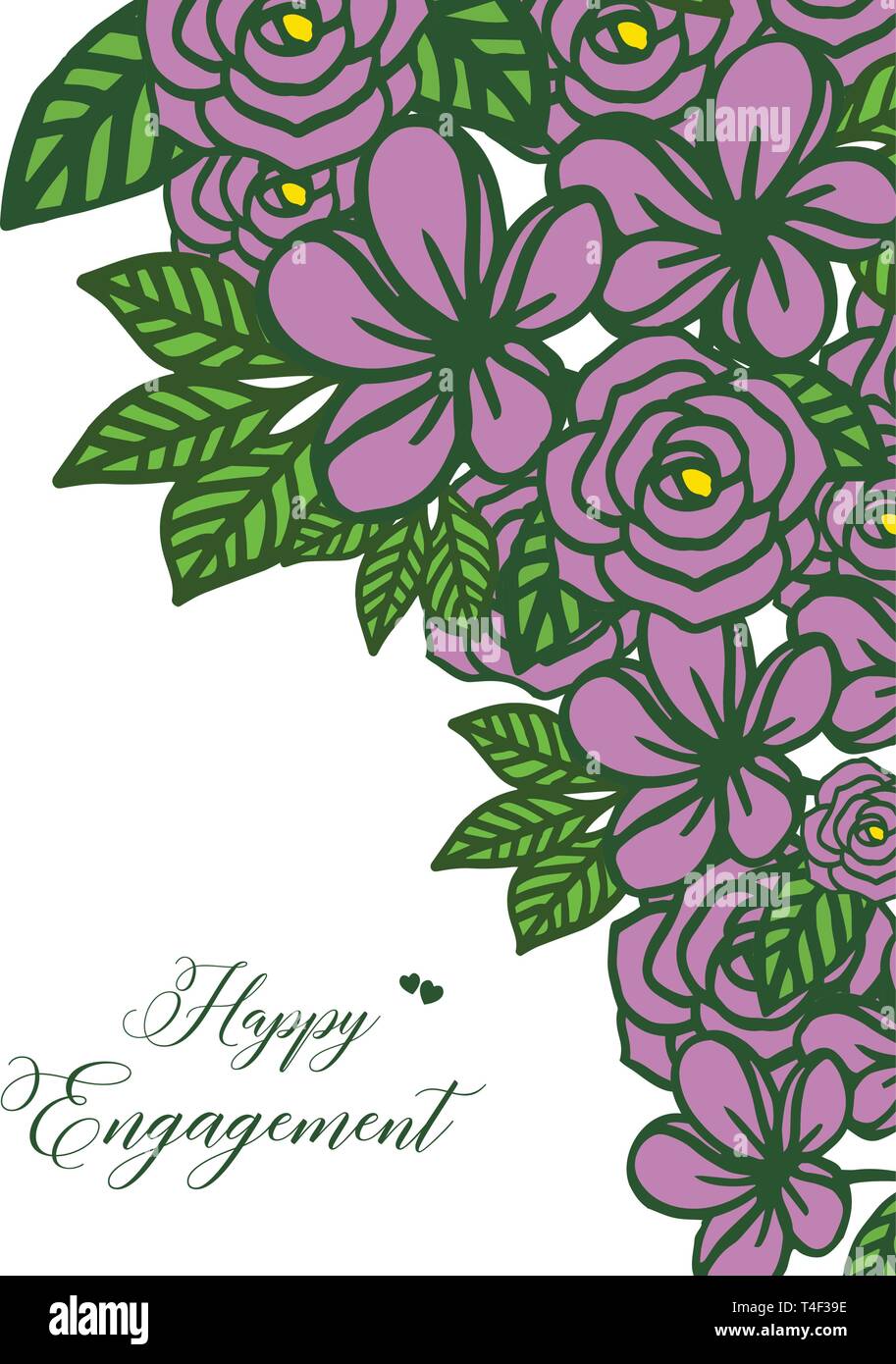 Vector illustration purple floral frame elegant for invitation of happy ...