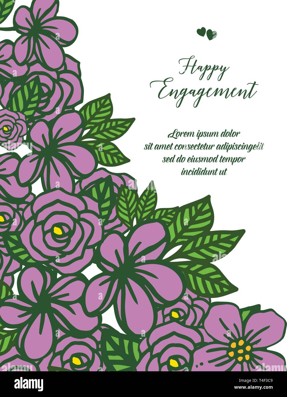 Vector illustration purple floral frame elegant for invitation of happy ...