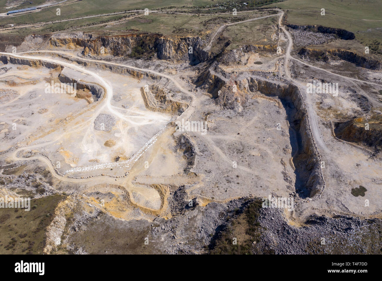 Aerial drone view of a limestone quarry, open pit mine, mining industry Stock Photo Alamy