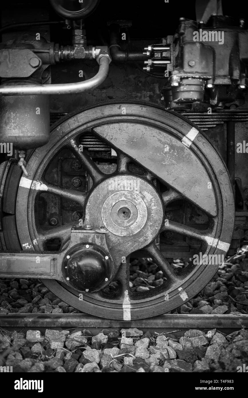 Wheel of a old train Stock Photo