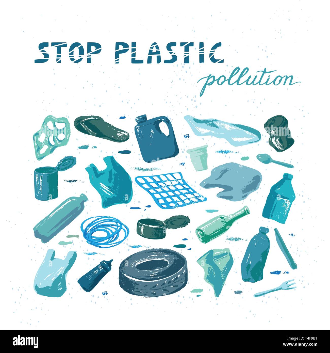 Concept of the ecological catastrophe of garbage in the sea with ...