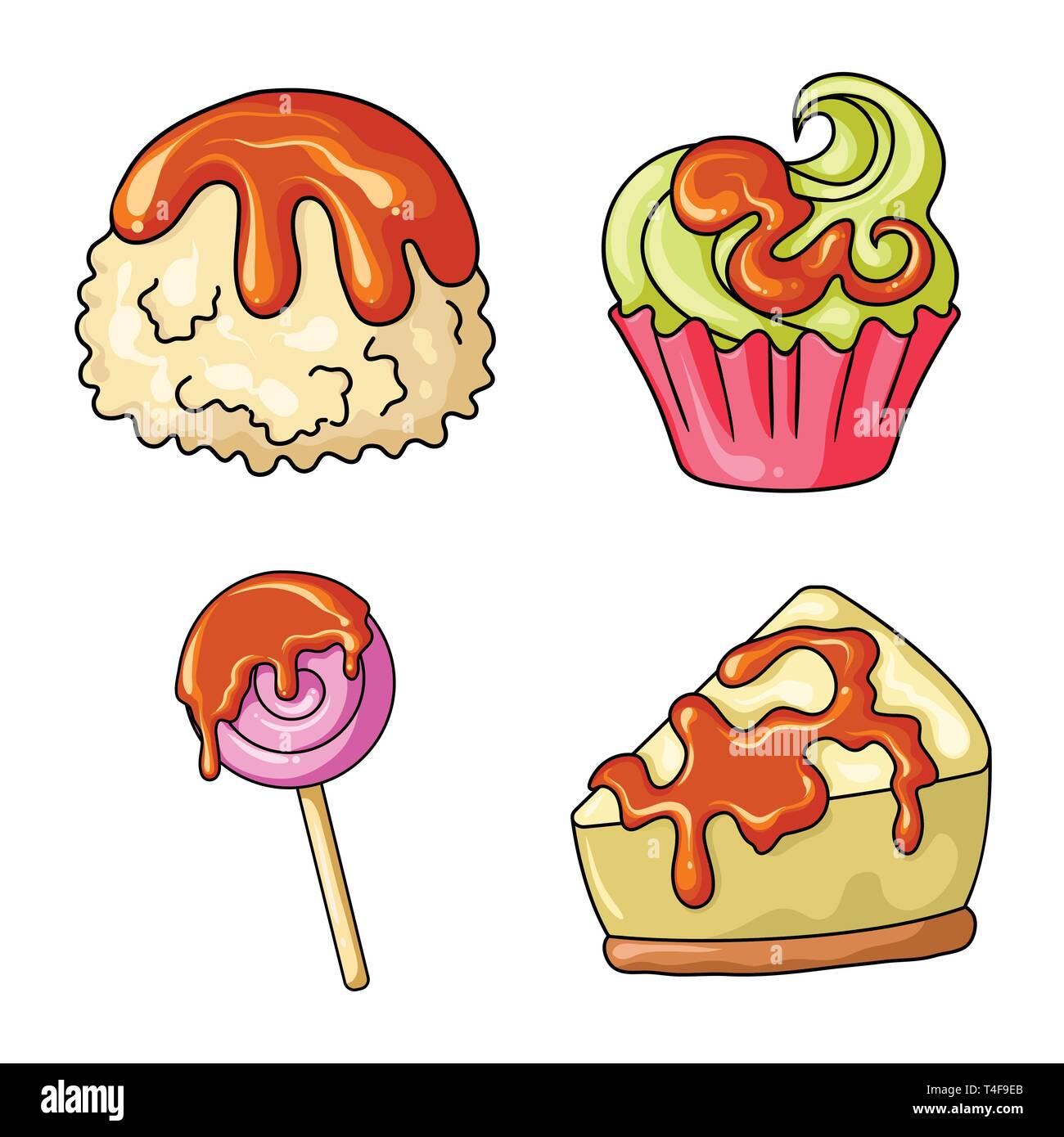 Vector design of dessert and sweet icon. Set of dessert and food stock ...
