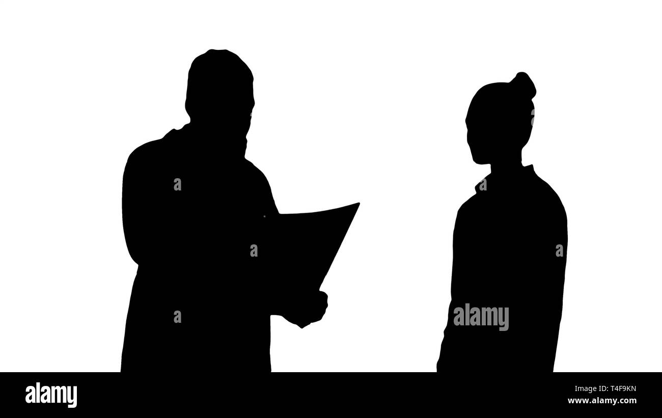 Silhouette Patient comes to doctor with x ray. Physiotherapist ...