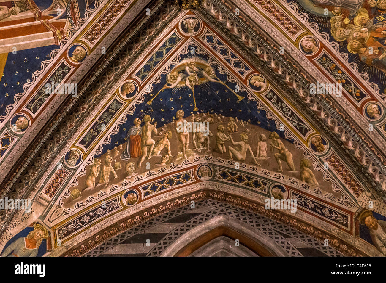 SIENA, ITALY, JUNE 12, 2016 : interiors and detais of the Battistero di ...