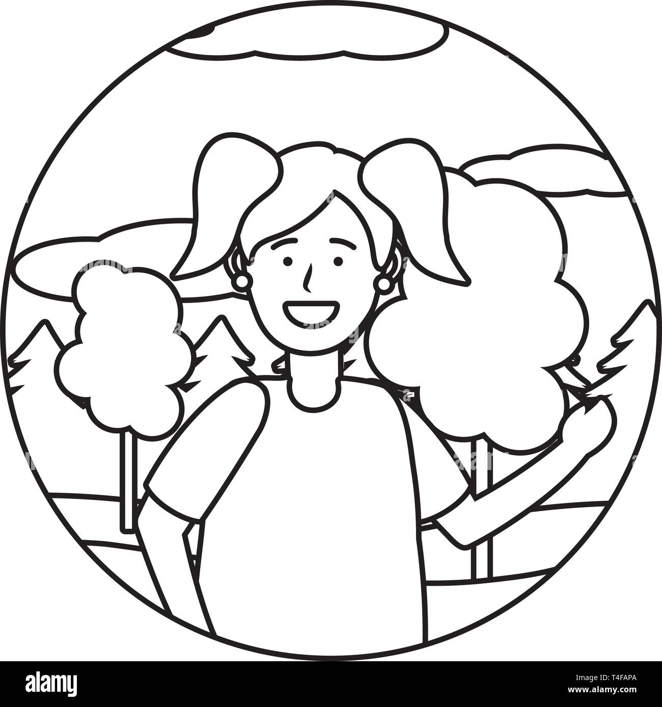 child girl portrait avatar cartoon character outdoor rural landscape ...