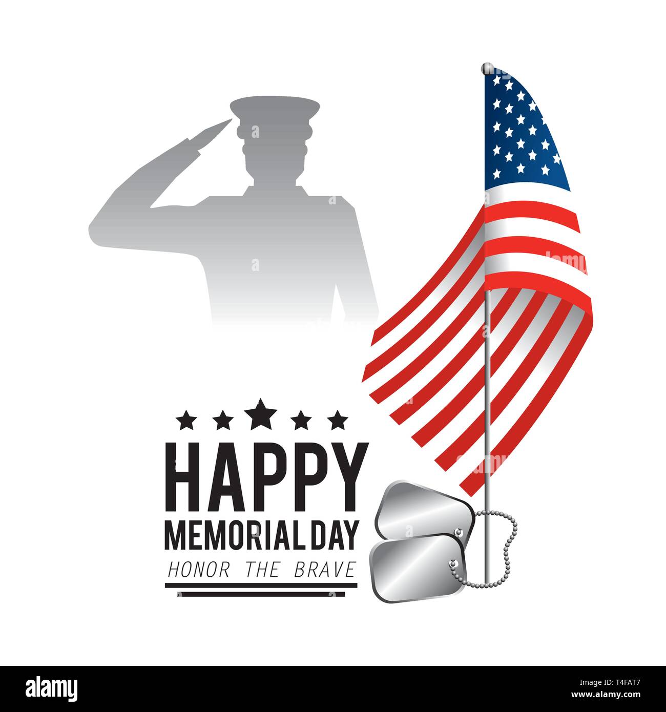 usa flag with military man and stars to memorial day vector ...