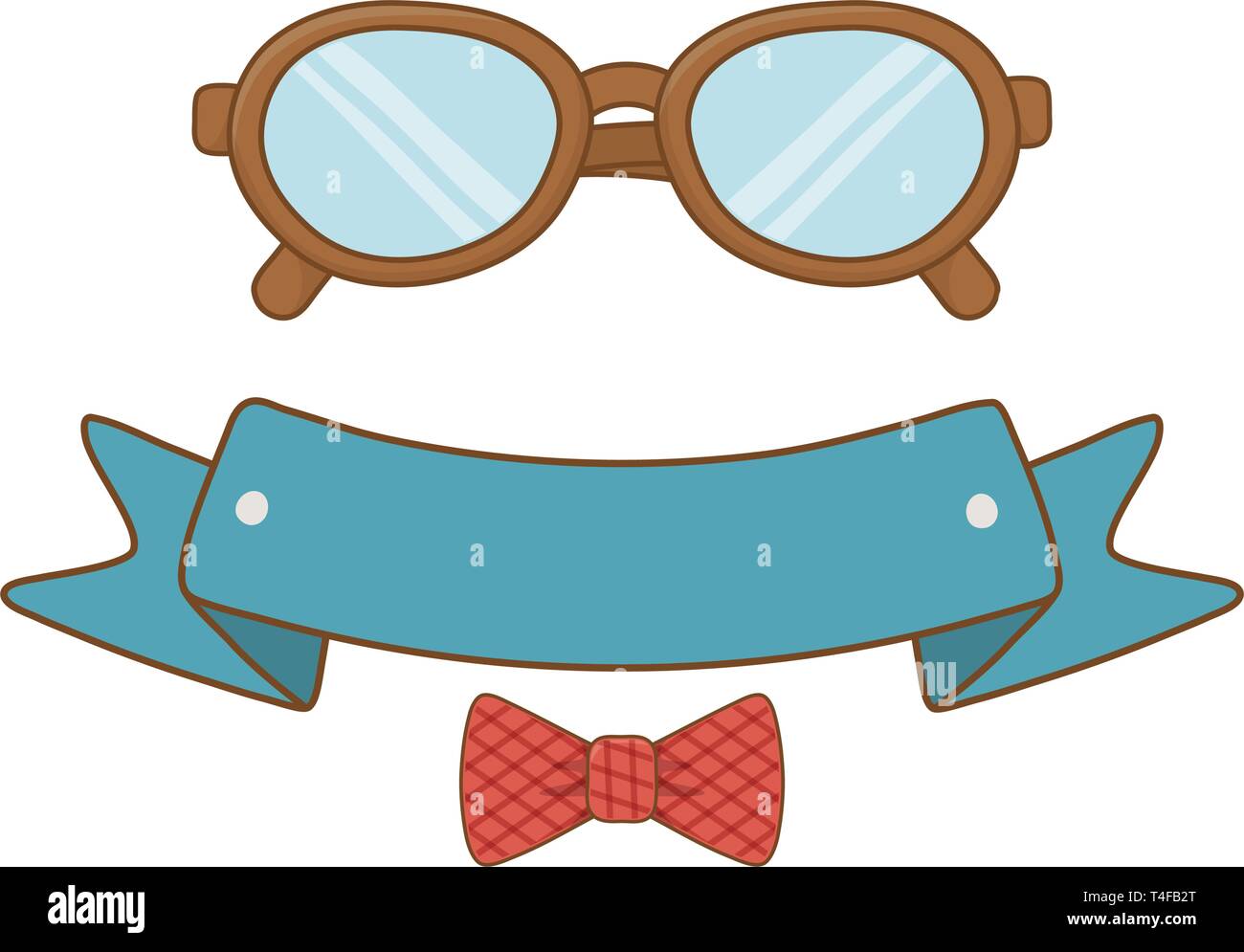 glasses with ribbon and bow tie icon cartoon vector illustration ...