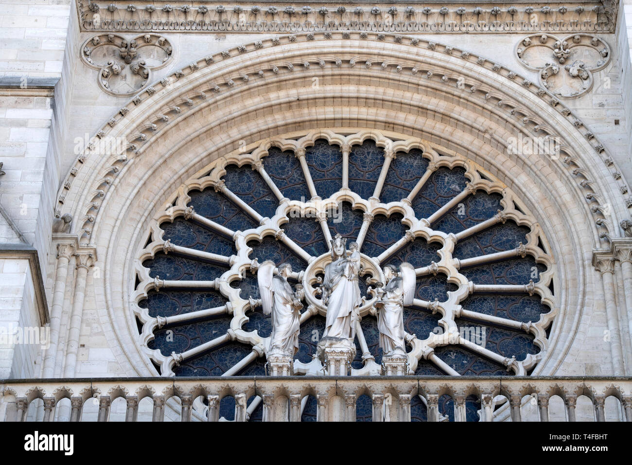 Notre dame paris cathedral statue sculpture and roof detail Stock Photo ...