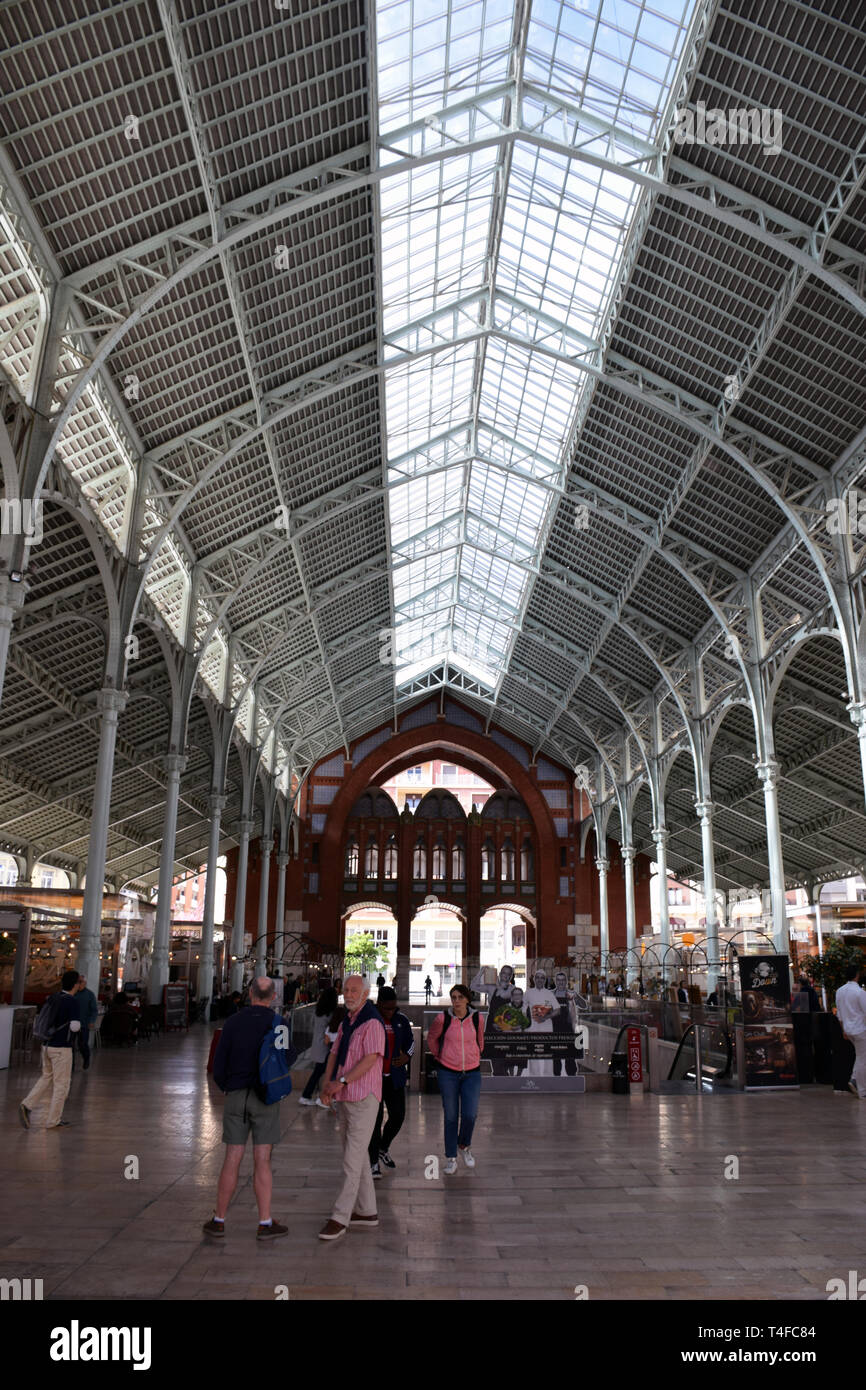 Colon market, Valencia, Spain 2019. This iconic 1916 former market set in a grand modernist building is now a dining & shopping hub Stock Photo